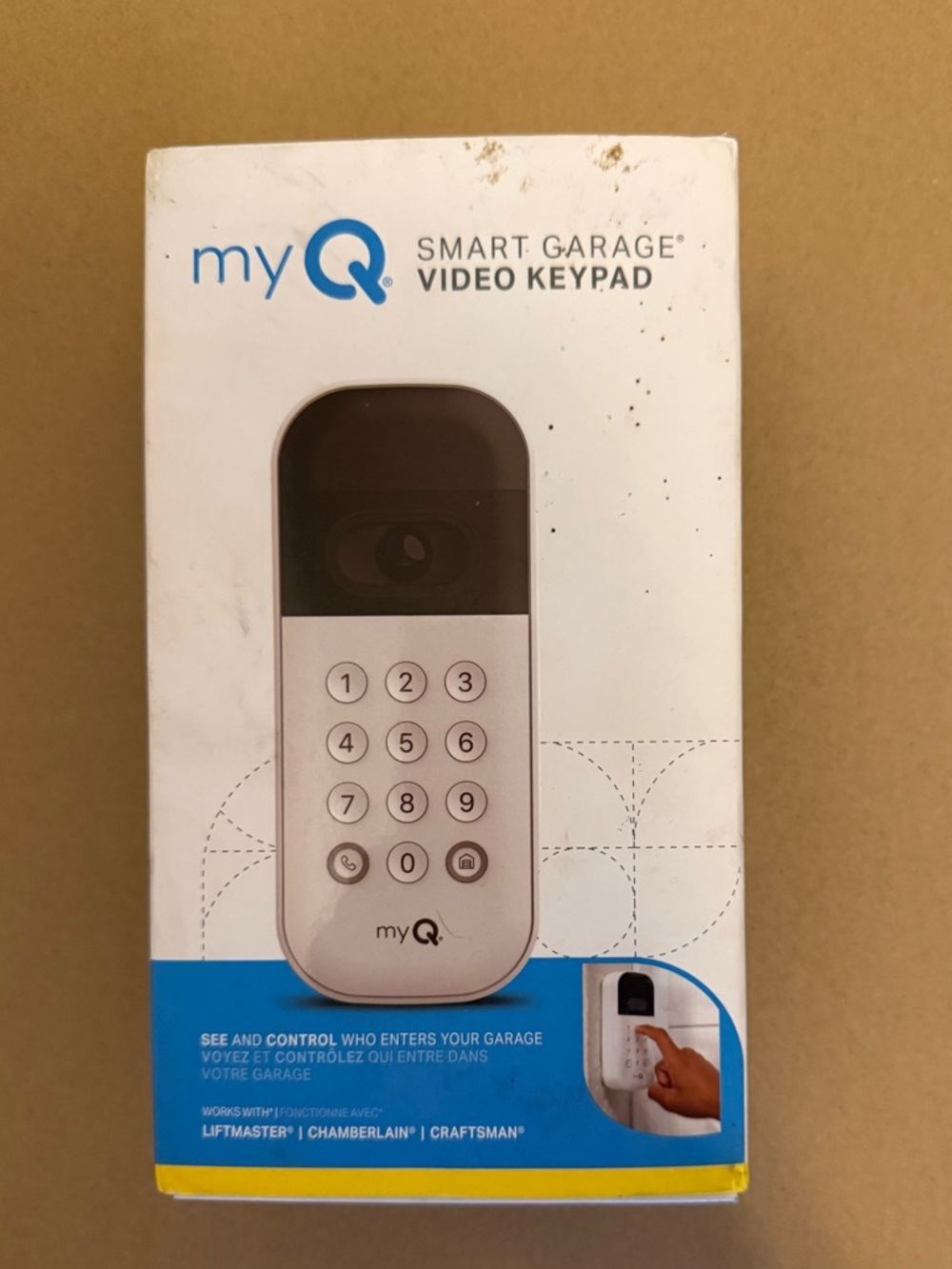 myQ Smart Garage Video Keypad - White/Blue